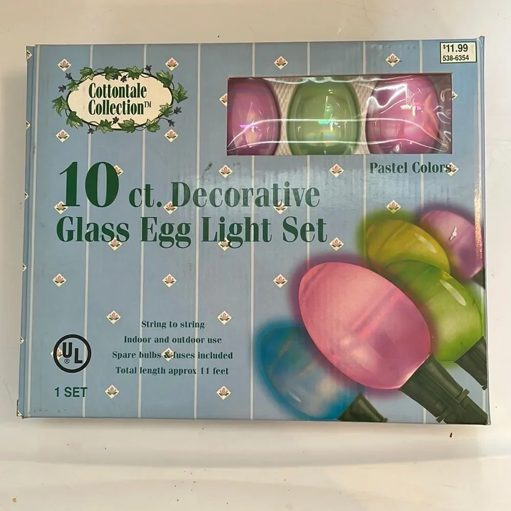 Vtg new in box 2001 Cottontale‎ Collection 10 Decorative Glass Egg light set